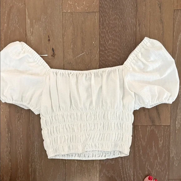 Elodie Cream Smocked Puff Sleeve Blouse - Picture 2 of 5